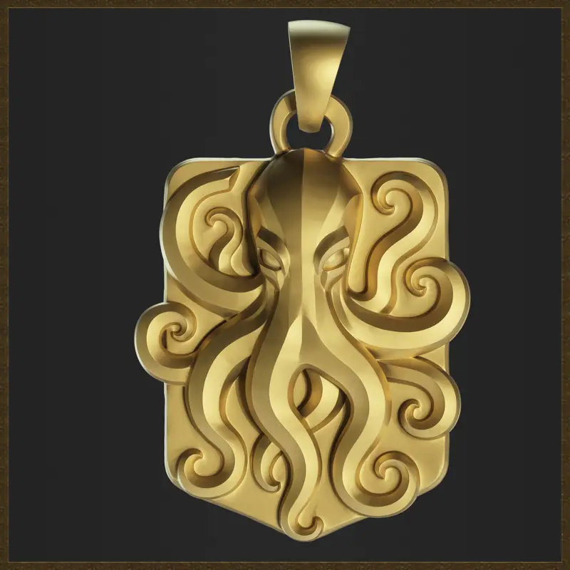 Modèle d'impression 3D de bijoux avec pendentif pieuvre fantastique