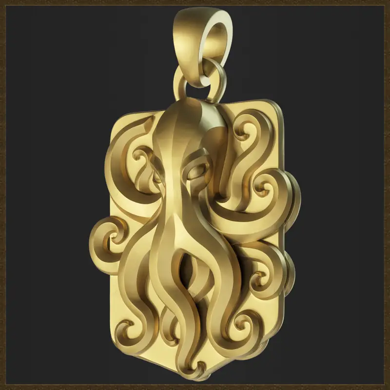 Modèle d'impression 3D de bijoux avec pendentif pieuvre fantastique