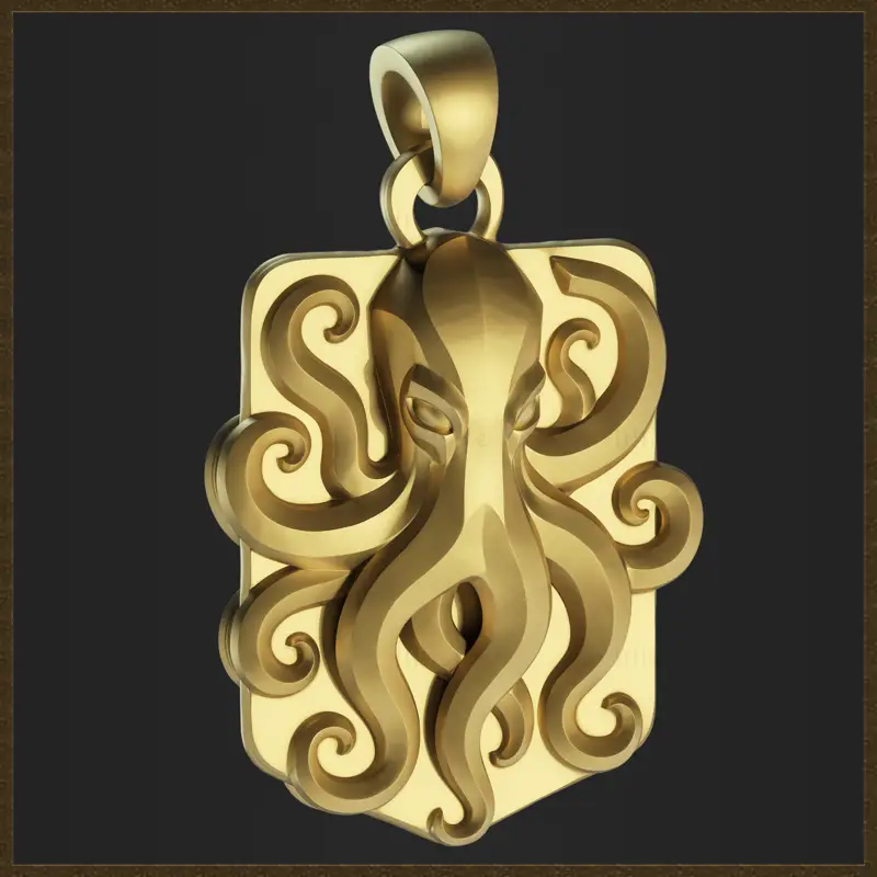 Modèle d'impression 3D de bijoux avec pendentif pieuvre fantastique