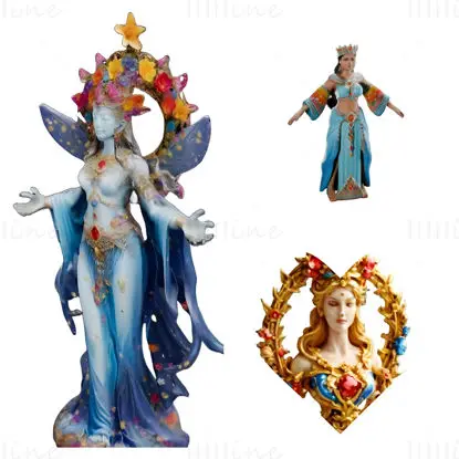 Fantasy Queens 3D Print Model Collectie - Mystieke Beeldjes Serie