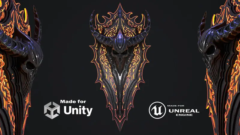 Fantasy Shield 3D Model for Unity & Unreal Engine: High-Quality Game Assets with PBR Materials