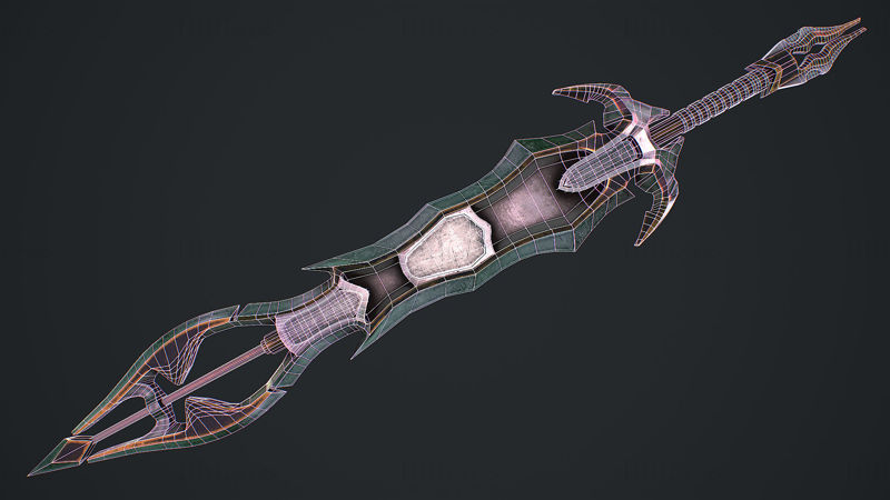 Фэнтезийный меч 2 1 3D модель