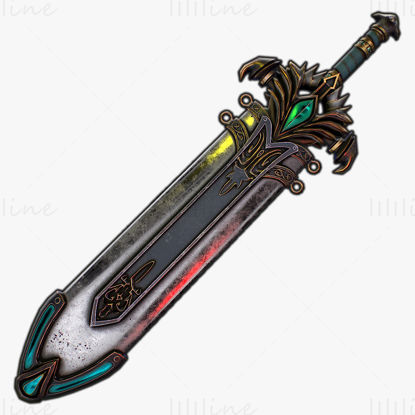 Fantasy Sword 25 With Scabbard 3D Model