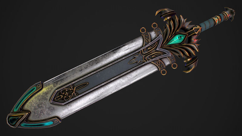 Fantasy Sword 25 cu teacă Model 3D