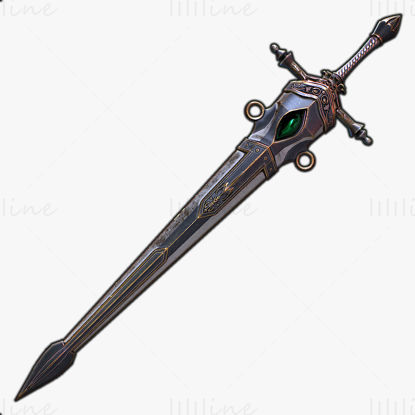 Fantasy Sword 26 With Scabbard 3D Model