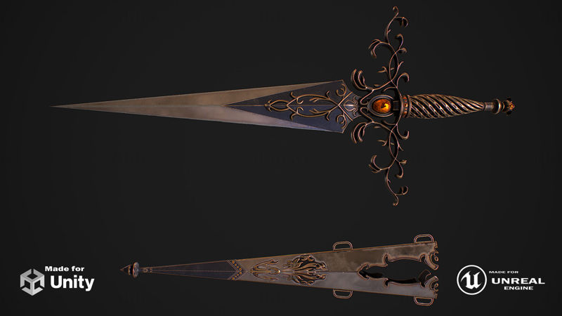 Espada de fantasía 27 con vaina modelo 3d