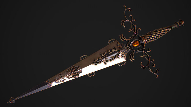 Fantasy Sword 27 With Scabbard 3D Model