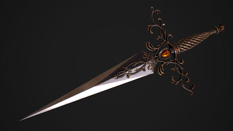 Fantasy Sword 27 med slire 3D-modell