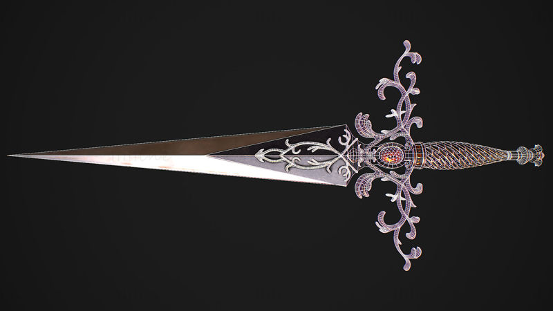 Фэнтезийный меч 27 с ножнами 3D модель