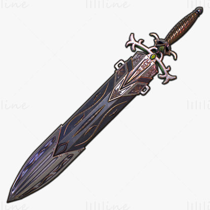 Fantasy Sword 29 With Scabbard 3D Model