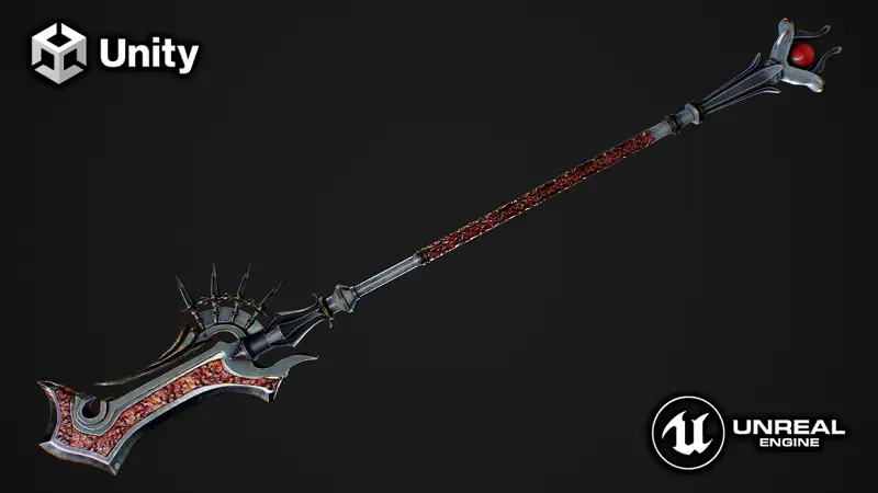 Fantasy weapon staff 3d model