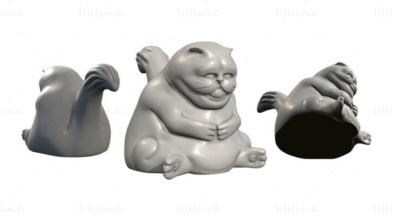 3d модель толстого кота для печати