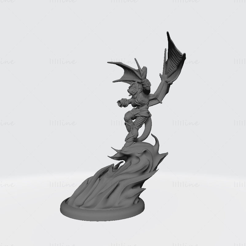 Fem Magma Dragonborn Sjamaan 3D-printmodel