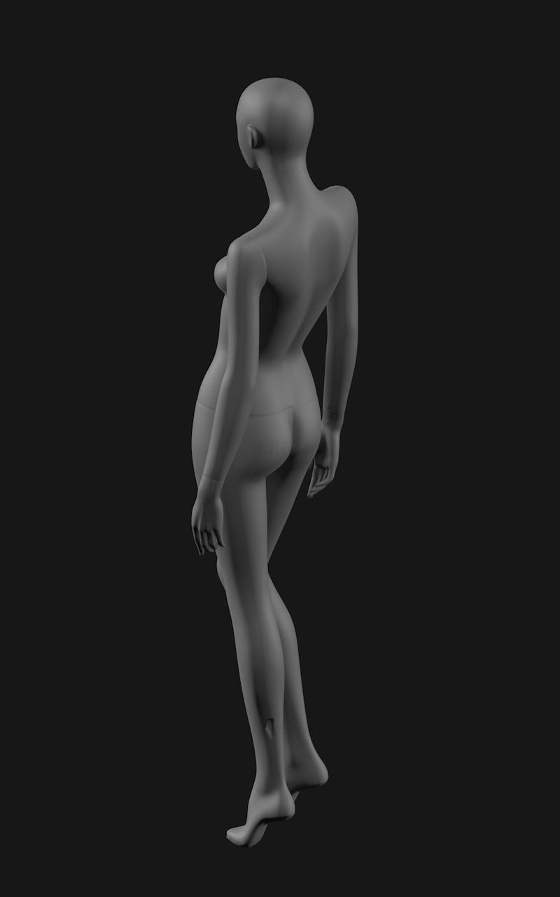 Manequim feminino em pé na ponta dos pés modelo de impressão 3d