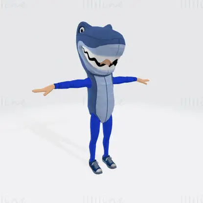 زي أنثى القرش نموذج طباعة ثلاثي الأبعاد باللون الأزرق