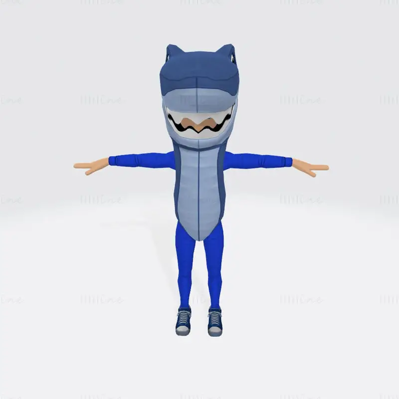 Costume da squalo femmina blu Modello con stampa 3D