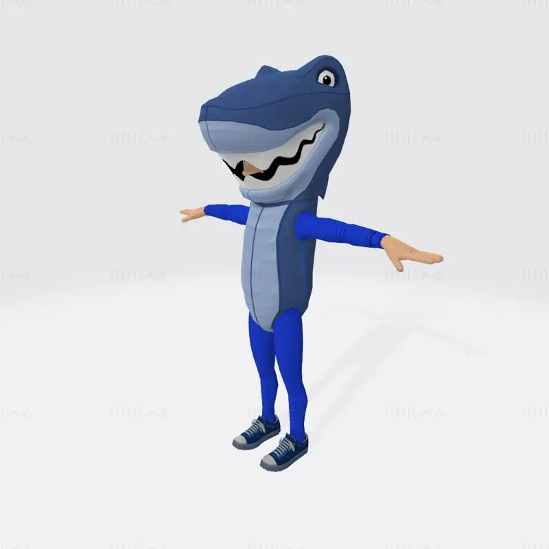 Weibliches Haikostüm Blau 3D-Druckmodell