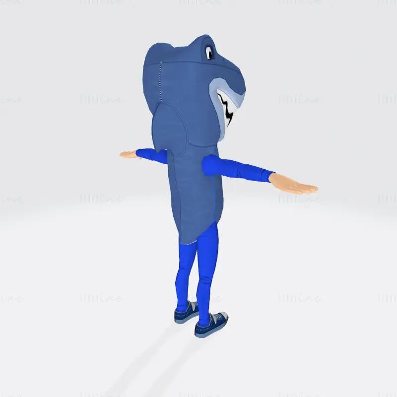 Costum de rechin pentru femeie Model albastru de imprimare 3D