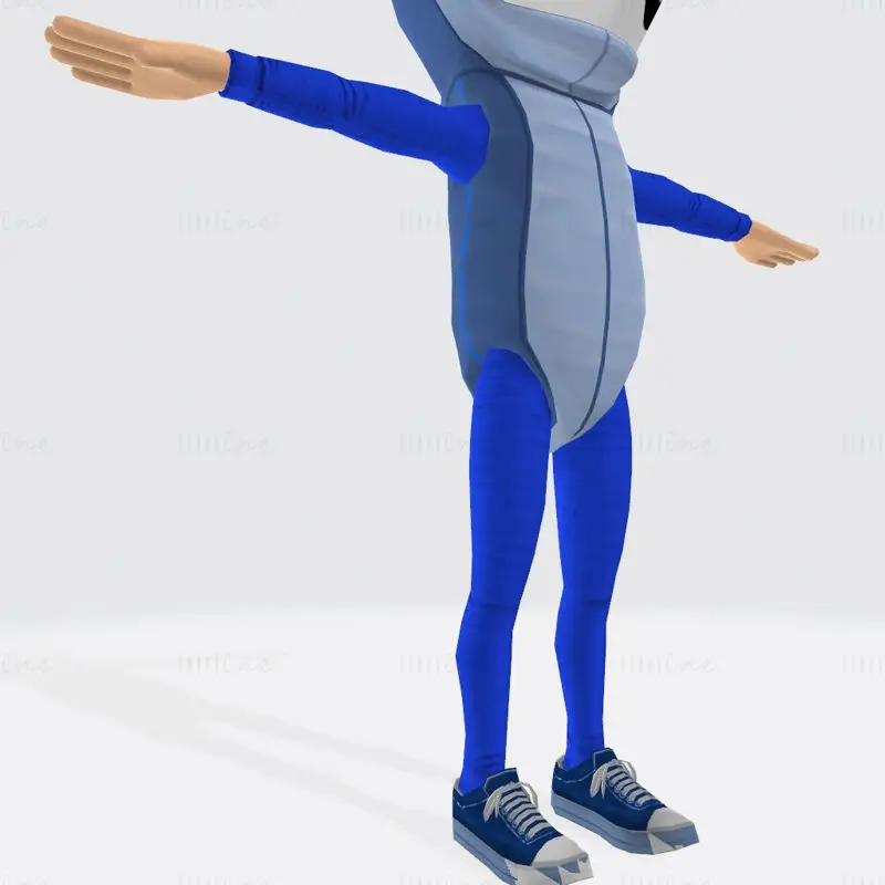 Vrouwelijke haai kostuum blauw 3D-printmodel