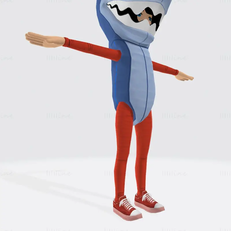 Female Shark Costume Orange 3D Print Model