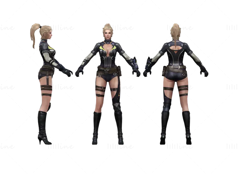 Female soldier 3d model