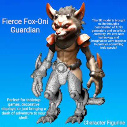 Fierce Fox-Oni Guardian 3D Print Model