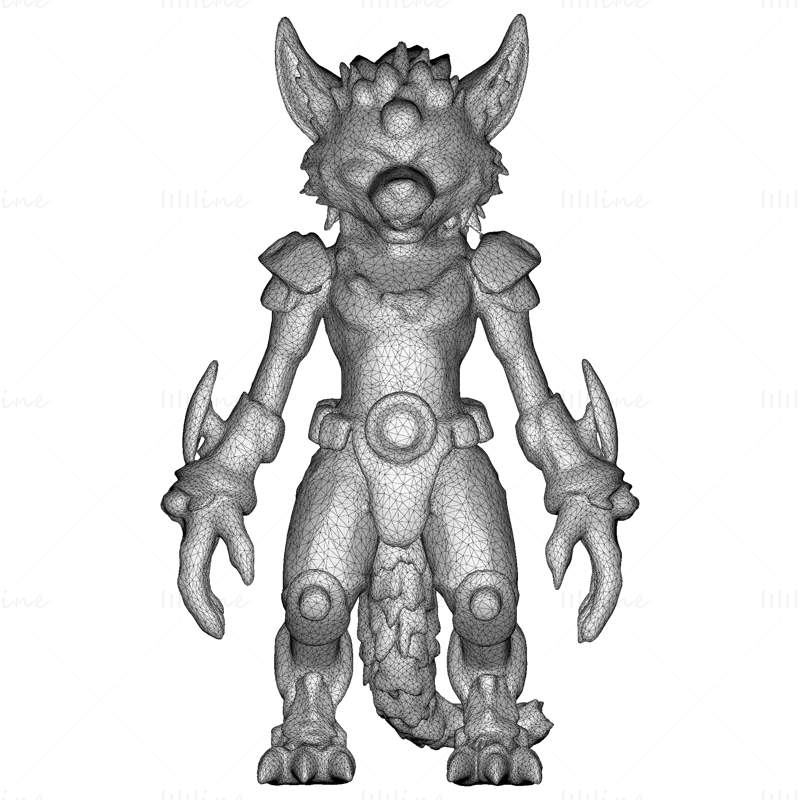 Modelo de impresión 3D del guardián Zorro-Oni feroz