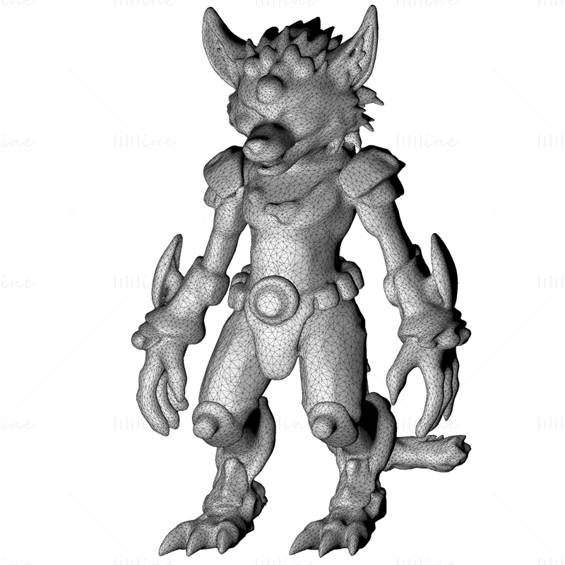 Modelo de impresión 3D del guardián Zorro-Oni feroz