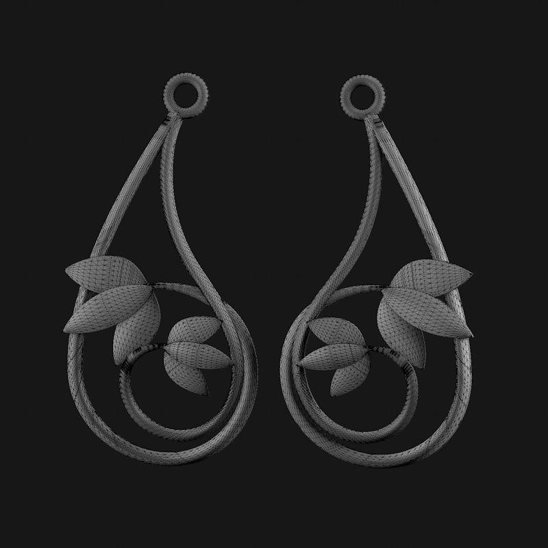 Filigree earrings jewelry design 3d print model STL