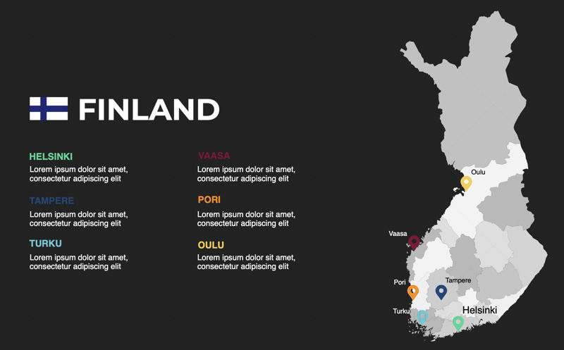 Finland Infographics Map editable PPT & Keynote