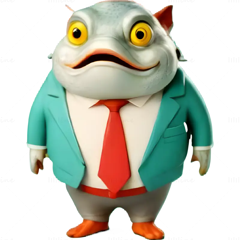 Fish Character Figurine in Business Suit 3D Print Model