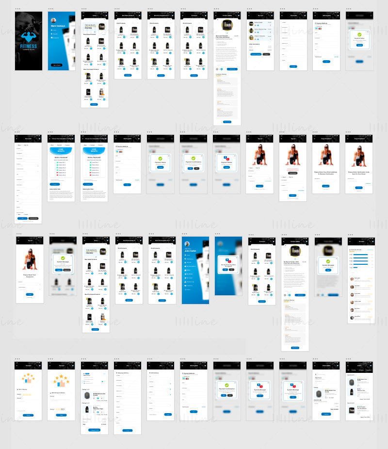 Fitness-app - Adobe XD mobiele gebruikersinterfacekit