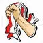 Flag and hand Indonesian vector