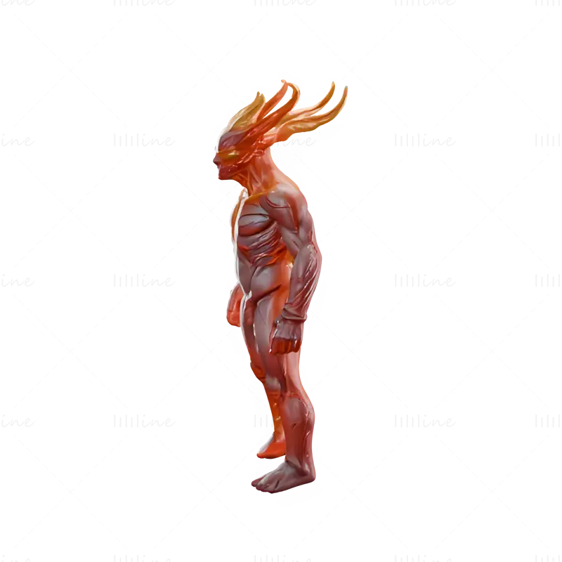 Flame Sentinel - Elemental Fire Being Statue 3D Print Model