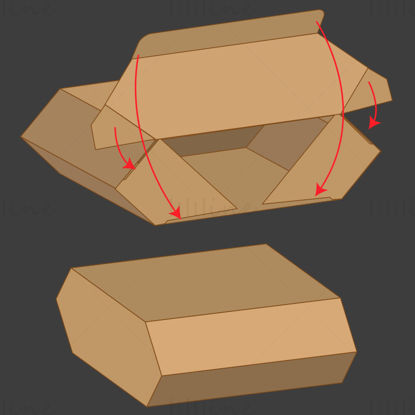 Flat hexagonal packaging box dieline pattern vector eps