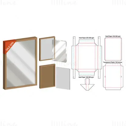 Flat Plastic Cover Packaging Box dieline vector