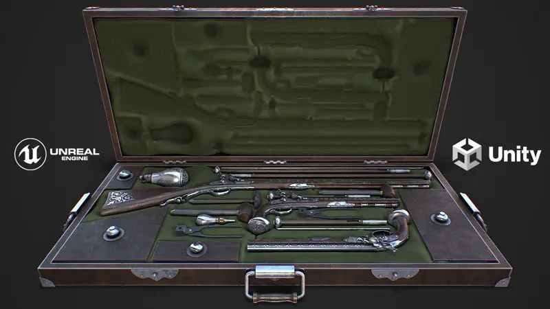 Flintlock Gun Case Premium 3D Model