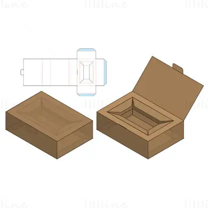 Flip cover box dieline vector