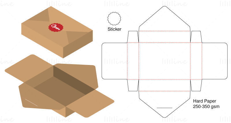 Flip folding packaging paper box dieline pattern vector eps
