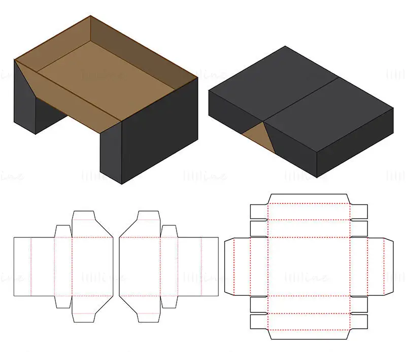 Flip stand packaging box dieline vector