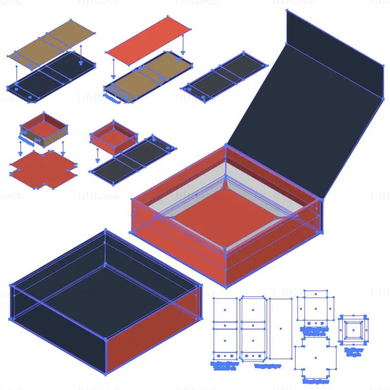 Flip top packaging box dieline vector