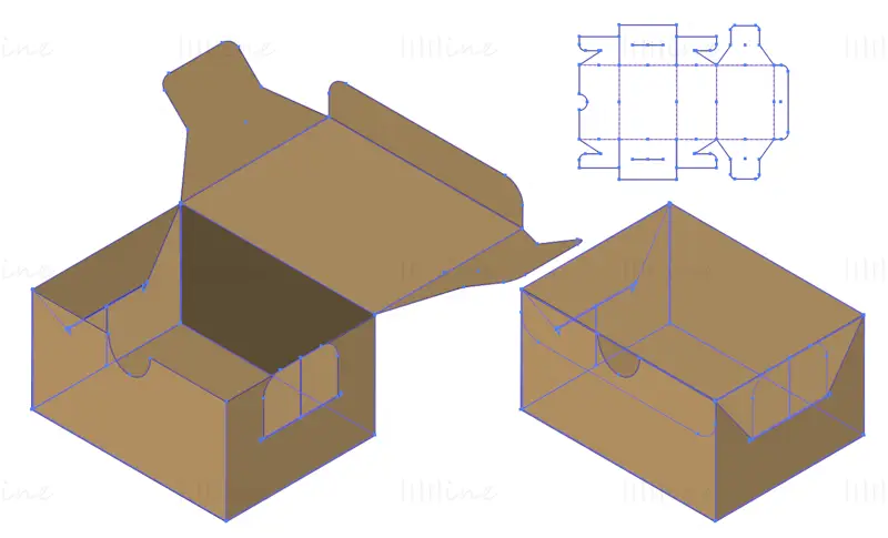 Flip top product packaging dieline vector