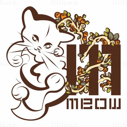 Floral M Letter from Meow Kitten for Cat Lovers