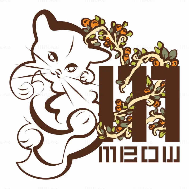 Floral M Letter fra Meow Kitten for Cat Lovers