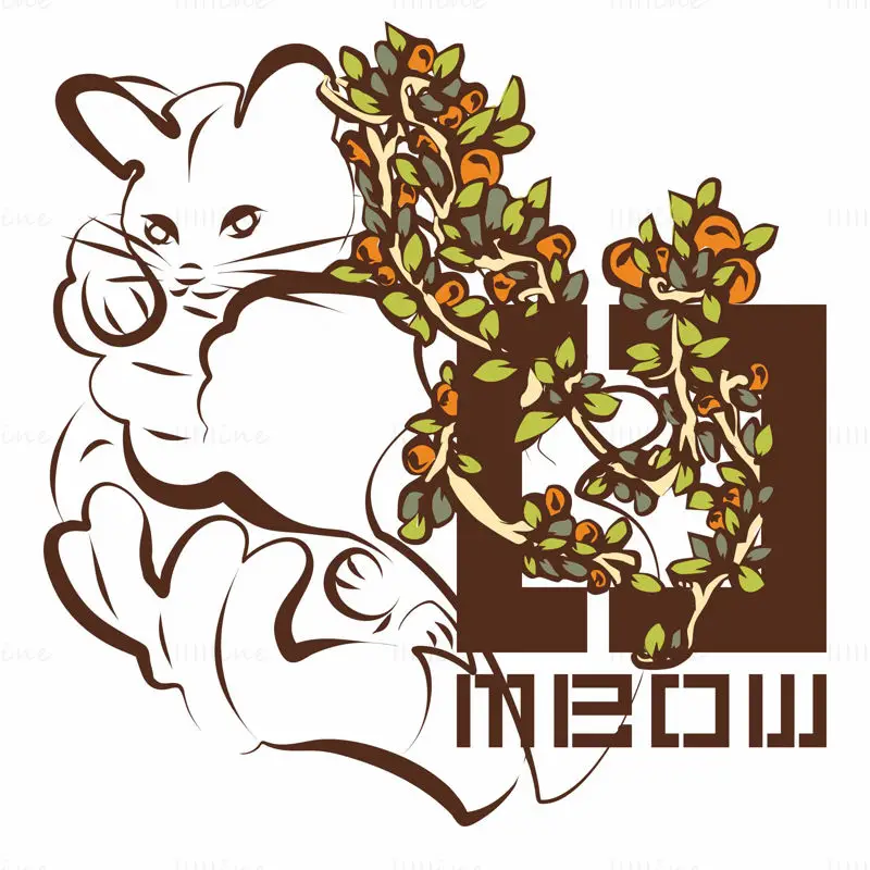 Floral O Letter from Meow Kitten for Cat Lovers