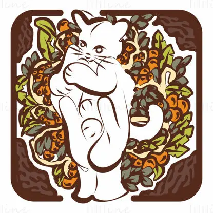 Floral Spoiled Kitten for Cat Lovers with Leaves