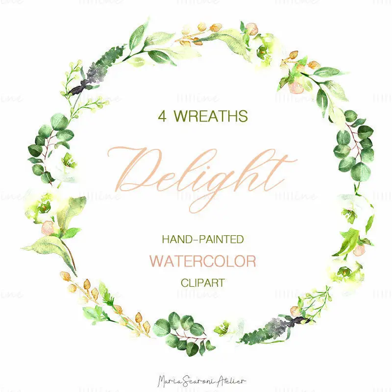 Floral Watercolor Wreaths Clipart PNG