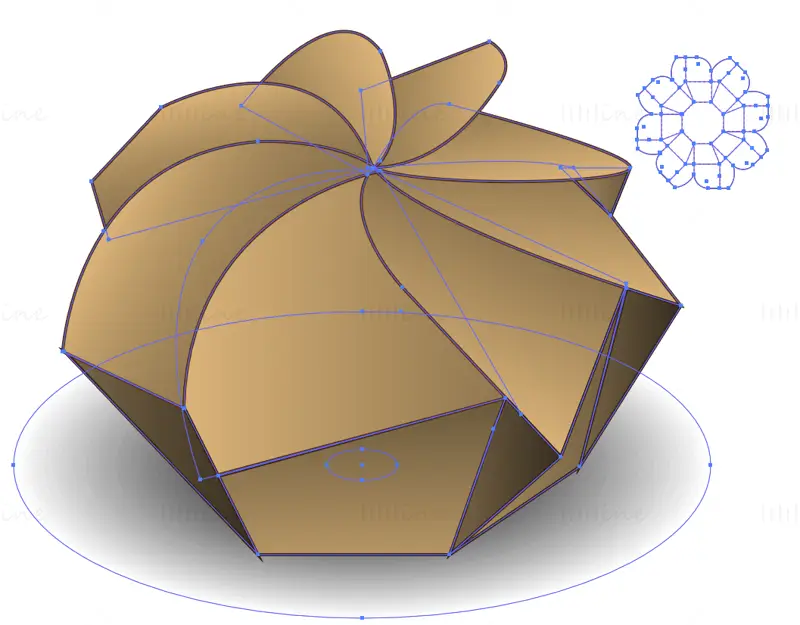 Flower shaped packaging box dieline vector