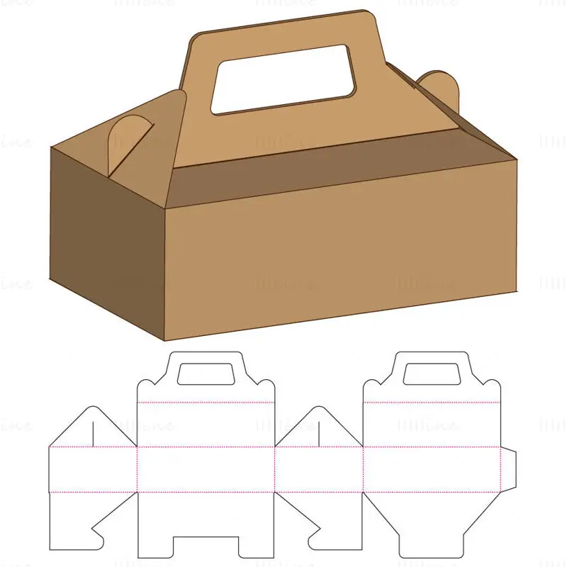 Food take away box die řezací čára vektor eps