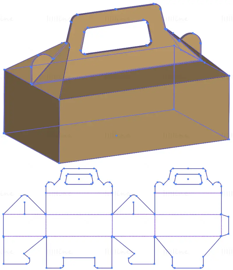 Коробка для еды на высечку, вектор линии резки eps